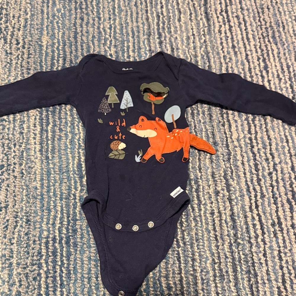 Navy Blue Kids One Piece with Fox Design